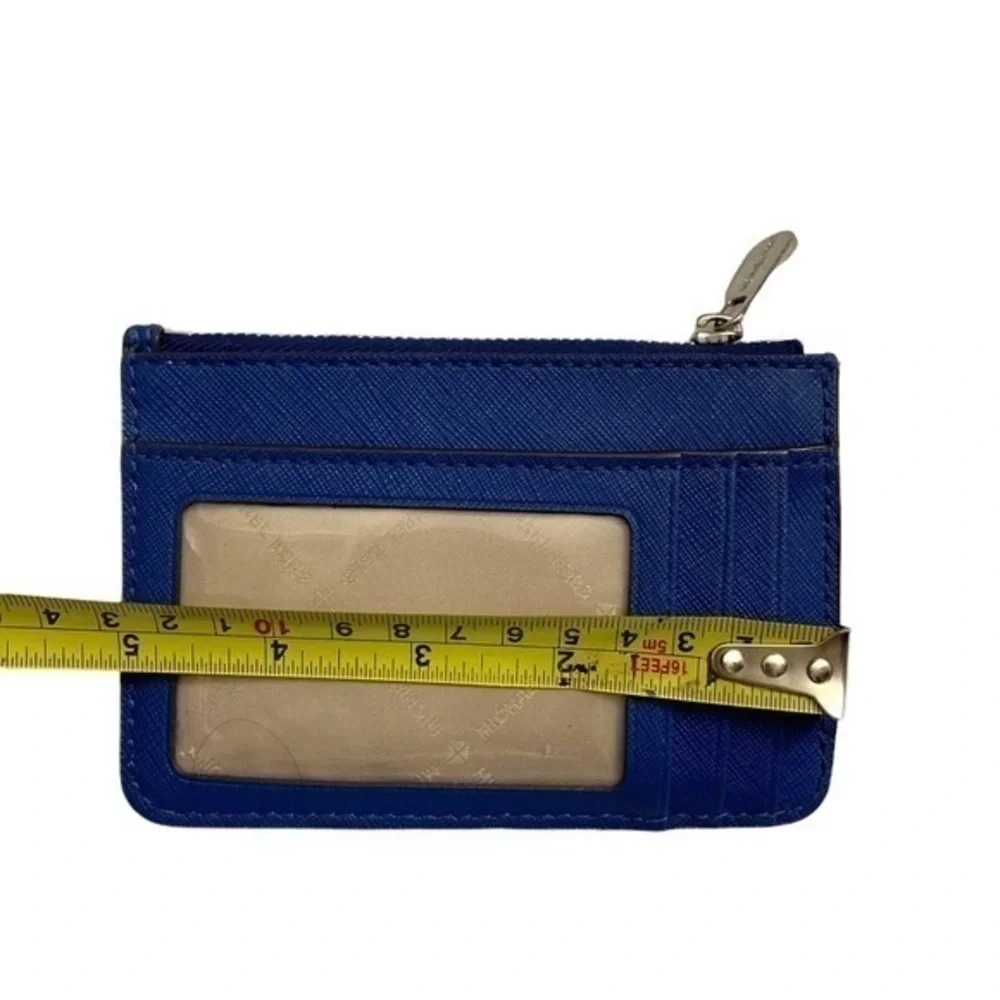 Michael Kors blue saffiano leather keyring card mini coin wallet
